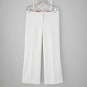 Vintage Milly of New York Y2K Wide Leg Trousers White Cotton Silk Lined Size 10